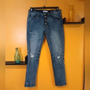 Kancan Distressed  Ankle Cropped Jeans Size 13/30